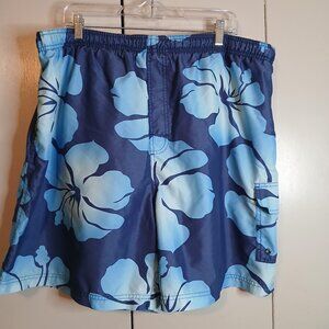 Sand & Sun Men's XL Blue Floral Swimsuit (0757G2)